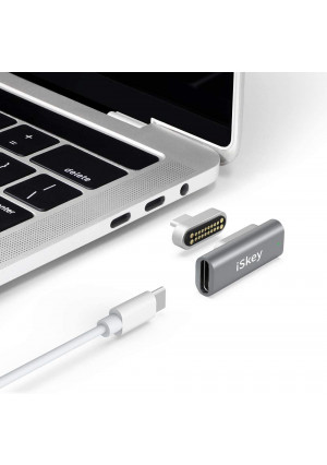 Magnetic USB C Adapter 20Pins Type C Connector, Support USB PD 100W Quick Charge, 10Gb/s Data Transfer and 4K@60 Hz Video Output Compatible with MacBook Pro/Air and More Type C Devices (Grey)