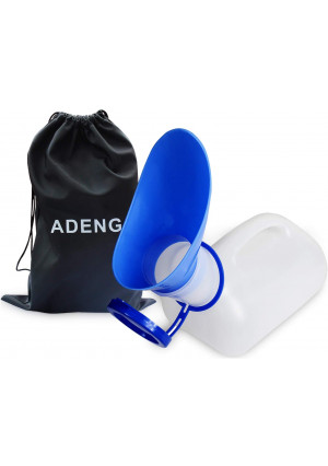 ADENG Unisex Urinal Bottle for Men and Women, Pee Bottle with Lid and Funnel, Travel Urinal Kit for Camping Outdoor, with Carry Bag