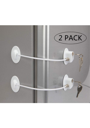 2 Pack Refrigerator Door Locks with 4 Keys White