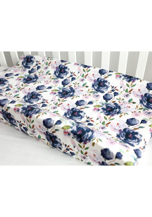 Baby Boy Crib Bedding Changing Pad Cover Changing Table Pads (Purple Watercolor Floral)