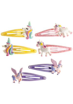 Unicorn Snap Hair Clips 6Pcs Little Girls Toddlers Kids Hair Clips,Unicorn Party Birthday Gift