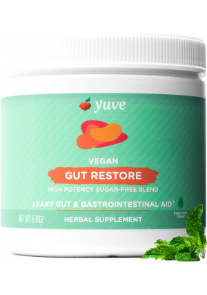 Yuve Gut Health Restore for Leaky Gut Repair Supplement - Vegan and Non-GMO - Bloating, Heartburn, Constipation, Gas, SIBO Relief - with L-Glutamine, Licorice, Aloe - Pharmaceutical Grade  - 30 Servings