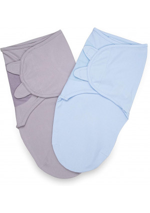 Ultra Soft, 100-Percent Premium Cotton Baby Swaddle Blankets, 2 PC Adjustable Wrap Set for Newborn/0-3 Months Boy and Girl (Blue/Gray)