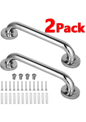 2 Pack 12 Inch Shower Grab Bar, Stainless Steel Bathroom Grab Bar, Shower Handle, Bath Handle, Grab Bars for Bathroom