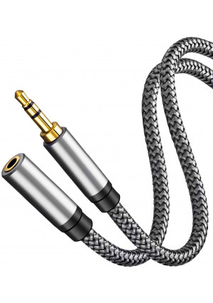 Audio Extension Cable 25Ft,Audio Auxiliary Stereo Extension Audio Cable 3.5mm Stereo Jack Male to Female, Stereo Jack Cord for Phones, Headphones,Tablets, MP3 Players and More (25Ft/8M, Silver)