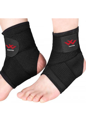 Ankle Brace, 2PCS Breathable and Strong Ankle Support for Sprained Ankle, Stabiling Ligaments, Prevent Re-Injury, Compression Ankle Support Brace with Adjustable Wrap (M)