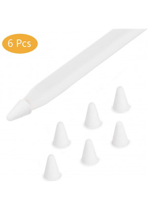 USSJ Protective Silicone Nips Case Compatible with Apple Pencil Tips for 1st and 2nd Gen,Writing Protection Replacement for iPad Pencil Accessory. (White6Pcs)