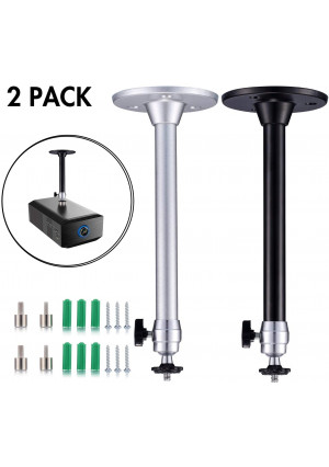 Yizerel 2 Pack Mini Ceiling Projector Mount Set, Adjustable Drop Ceiling Wall Projector Mounts Tubes with 360 Degrees Rotatable Heads, 3 Sizes of Mounting Heads and Screws Accessory