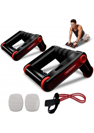 HARISON AB Roller Wheel Push up Bars Core Strength Abdominal Trainers with Knee Pad and Resistance Bands, AB Home Gym Fitness Equipment for Home Office Workout