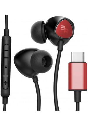 Thore USB Type C Earbuds | in Ear Wired Headphones with Microphone Remote | for Note 10/10 Plus, Galaxy S20, Pixel 2/3/4 XL, Huawei Mate 10/Pro, Moto Z2/Z3, Essential Ph-1, iPad Pro - Red