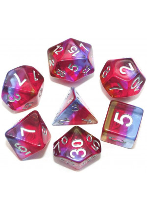 DND Dice Set Rainbow Polyhedral Dice Fit Dungeons and Dragons DandD RPG Role Playing Game,MTG,Pathfinder,Table Game,Board Games 7 Dice Set (Transparent Rainbow)