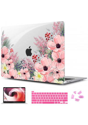 TwoL 4 in 1 Ultra Slim Hard Shell Case Cover for New MacBook Pro 16 inch 2019 2020 Release Model A2141 (Cute Flower)