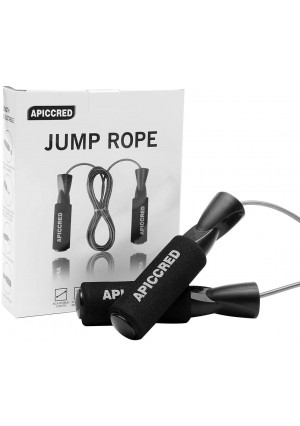 APICCRED 10 Feet Adjustable Speed Jump Rope with Carrying Pouch,Skipping Rope for Men, Women, and Kids, Tangle-Free with Ball Bearing, Memory Foam Handles,Great for Workout Exercise Fitness