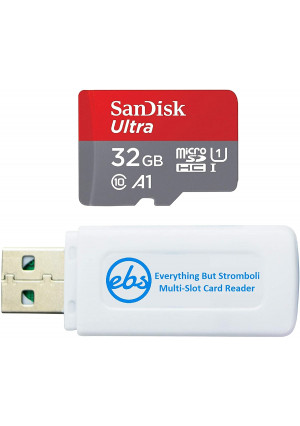 SanDisk Ultra 32GB Micro Memory Card Works with LG G8X ThinQ, LG v40 ThinQ, LG G7 ThinQ, LG V35 ThinQ Cell Phone (SDSQUAR-032G-GN6MN) Bundle with (1) Everything But Stromboli MicroSD Card Reader