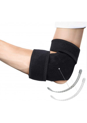 Tennis Elbow Brace for Golfers and Tendonitis, Compression Adjustable Elbow Support with Dual-Spring Stabilizer Arm Wrap Elbow Strap for Sprain, Joint Pain Relief, Tendonitis, Fits Men and Women