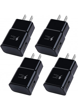 Adaptive Fast Wall Charger Adapter, [4-Pack] Excgood Quick Charging Block Compatible with Samsung Galaxy S9 S8 S10 Edge/Active/Plus, Note 9 8, LG G6 5, V20 30, HTC, Moto - Black ...