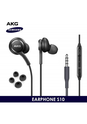 OEM ElloGear Earbuds Stereo Headphones for Samsung Galaxy S10 S10e Plus Cable - Designed by AKG - with Microphone and Volume Buttons (Black)