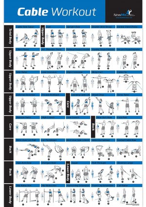 Laminated Cable Exercise Poster - Hang in Home or Gym :: Illustrated Workout Chart with 40 Cable Machine Exercises :: for All Fitness Levels, Men and Women