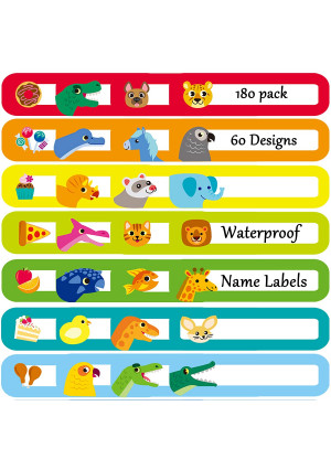 Youngever 180 Pack Baby Bottle Labels for Daycare, Waterproof, Self-Lamination, Write-on, 60 Fun Design