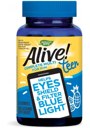 Nature's Way Alive! Teen Gummy Multivitamin for Him, Filters Blue Light, Fruit Punch Flavor