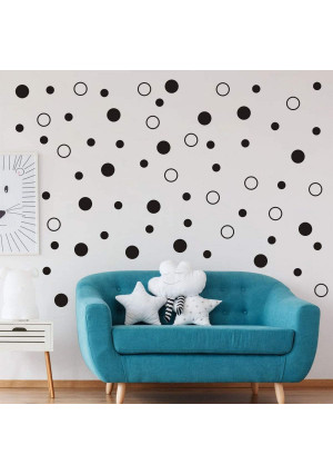 Makeyes Round Rings Dots Circles Wall Sticker Sheet Set Wall Art Home Wall Decals Dots Rings Wall Decoration House Kids Room Gifts Removable Easy Peel Sticke DIY MG012 (Black)