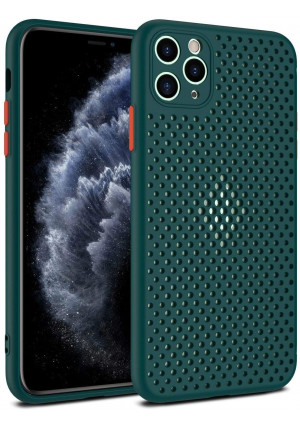 Heat Dissipation Phone Case, New Breathable Hollow Cellular Hole Heat Dissipation Case Full Back Camera Lens Protection Ultra Slim TPU Case Cover (Dark Green,iPhone 11 Pro Max)