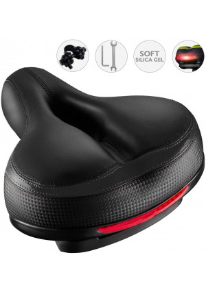 Roguoo Bike Seat, Most Comfortable Bicycle Seat Dual Shock Absorbing Memory Foam Waterproof Bicycle Saddle Bike Seat Replacement with Refective Tape