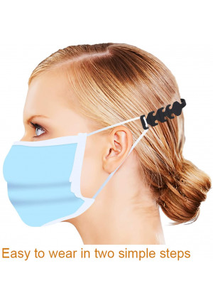 Labato Mask Extender Hooks, Adjustable Mask Ear Cord Extension Buckle Anti-Slip, Mask Extension Strap Relieves Discomfort and Pain in Your Ears, Compatible with All Kinds of Mask (Black, 5PCS)