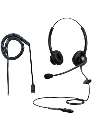 Telephone Headphone with Noise Canceling Mic Phone Headset Two Ears for Landline Phone for Polycom VVX311 VVX410 VVX411 VVX500 Mitel 5220e 5330e 5330 5340 Avaya 1408 1416 5410 ShoreTel 230 420 480 NEC