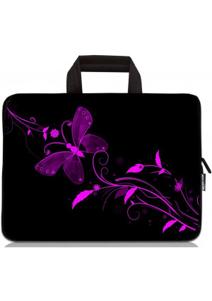 12 inch Neoprene Laptop Carrying Bag Chromebook Case Tablet Travel Cover with Handle Zipper Carrying Sleeve Case Bag Fits 11 11.6 12 12.1 12.5 inch Netbook/Laptop (11-12.5 inch, Nice Butterfly)