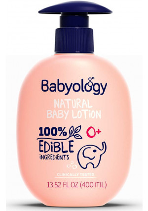 Babyology - Organic Baby Lotion - 100% Edible Ingredients - 13,52 FL OZ - The Safest All Natural Baby Moisturizer for Newborn Dry and Sensitive Skin - Non toxic - Good for Eczema (Varying Packs)