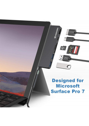 Surface Pro 7 Dock, HOGORE 6-in-2 Surface Pro 7 USB C Hub Adapter with 4K HDMI, USB C PD charging, 2USB3.0,SD/MicroSD Card Reader, Microsoft Surface Pro 7 Accessories, MS Surface Pro 7 Docking Station