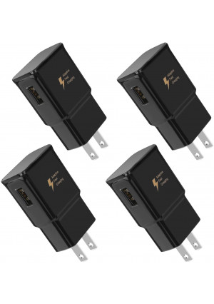 Adaptive Fast Charging Wall Charger Adapter for Samsung Galaxy S10 S9 S8 S7 S6 Edge/Plus/Active,Note 9,Note 8,Note 5,LG G5 G6 G7 V20 V30,iPhone and More Phone Charger Block Plug (4 Pack)