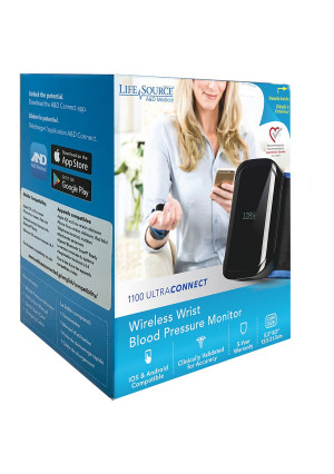 A&D Medical Bluetooth Wrist Blood Pressure Monitor Travel Black