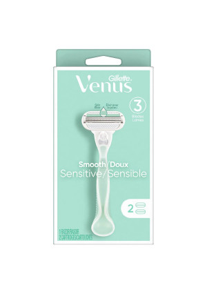 Gillette Venus Smooth Sensitive Women's Razor Handle + 2 Blade Refills