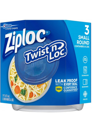 Ziploc Twist 'N Loc Containers, 16 oz. 3 Containers and 3 Lids