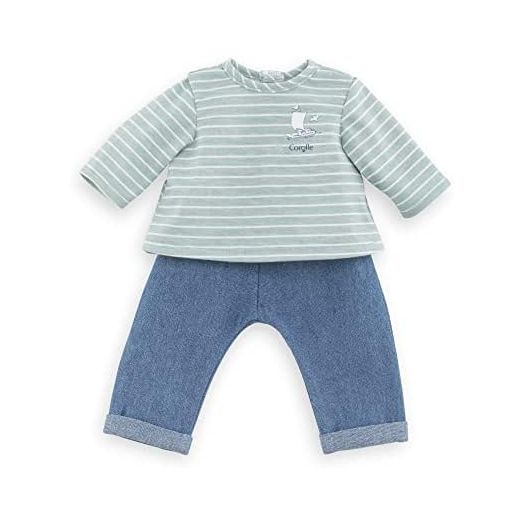 Corolle 12” Baby Doll Outfit - Loire Riverside Pants & Striped T-Shirt - Mon Premier Poupon Clothing and Accessories fit 12" Dolls, for Kids Ages 18 Months and up