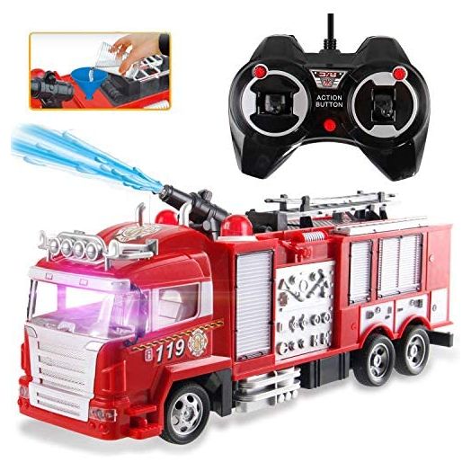 Liberty Imports RC Rescue Fire Engine Toy Truck - Radio Control RC Fire Truck with Working Water Pump Shoots and Squirts Water