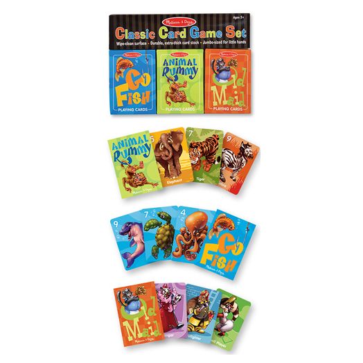 Melissa & Doug Classic Card Games Set, Old Maid, Go Fish, Rummy, FSC Certified