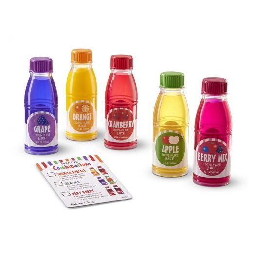 Melissa & Doug Tip & Sip Toy Juice Bottles and Activity Card (6 Pcs)