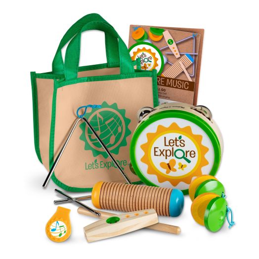 Melissa & Doug Let’s Explore Camp Music Wooden and Metal Instruments Play Set – 10 Pieces