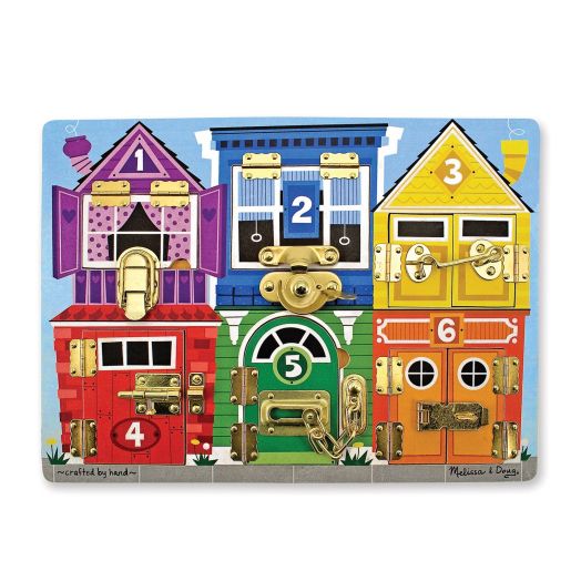 Melissa & Doug Wooden Latches Board, Sensory Activity Toy