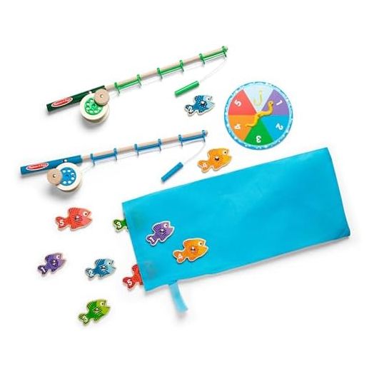 Melissa & Doug Catch & Count Wooden Fishing Game With 2 Magnetic Rods