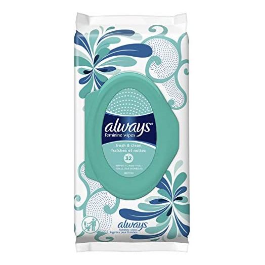 Always Feminine Wipes, Fresh & Clean, Soft Pack, 32 Count x 4 (128 Count Total)
