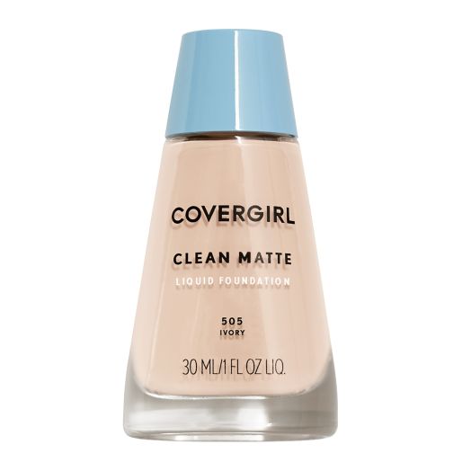 COVERGIRL Clean Matte Liquid Foundation, 505 Ivory, 1 fl oz, Liquid Foundation, Matte Foundation, Lightweight Foundation, Moisturizing Foundation, Water Based Foundation
