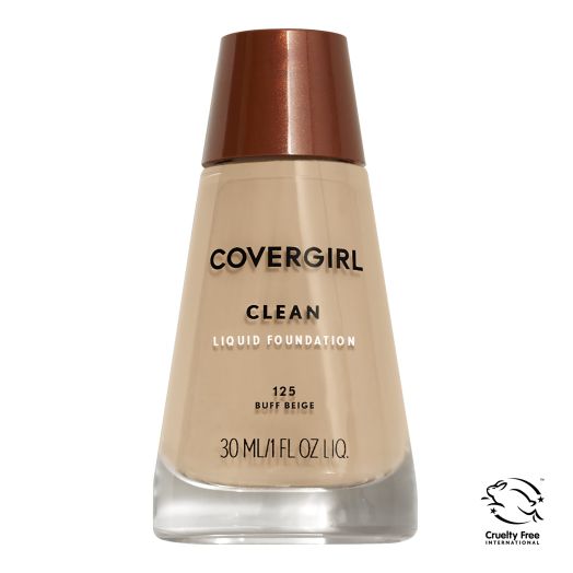 COVERGIRL Clean Liquid Foundation, 125 Buff Beige, 1 fl oz, Liquid Foundation, Moisturizing Foundation, Lightweight Foundation, Cruelty-Free Foundation, Unscented Foundation