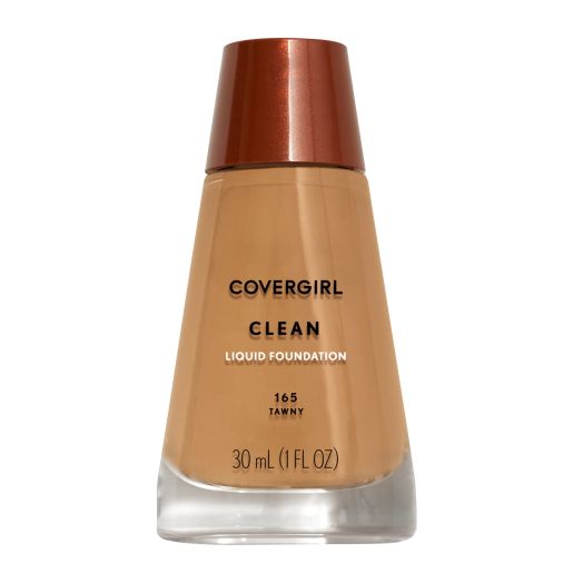 COVERGIRL Clean Liquid Foundation, 165 Tawny, 1 fl oz, Liquid Foundation, Moisturizing Foundation, Lightweight Foundation, Cruelty-Free Foundation, Unscented Foundation