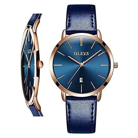 OLEVS Women Wrist Watches Ultra Thin 6.5mm Minimalist Dress Fashion Quartz Waterproof Date Day Leather Strap Slim Watches for Ladies