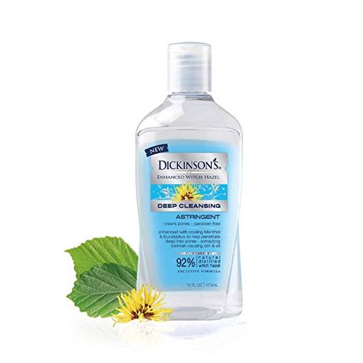 Dickinson's Enhanced Witch Hazel Deep Cleansing Astringent, Menthol and Eucalyptus, 92 % Natural Formula, 16 Fl. Oz.