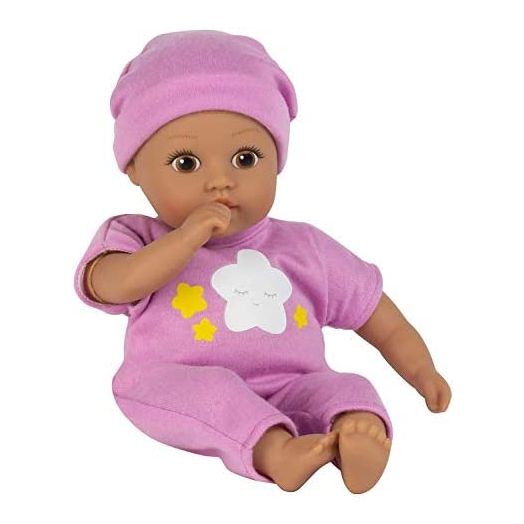 Adora Soft Baby Doll Girl Baby Tot Starry Night 8.5 inch Mini Vinyl Doll, Cuddly Weighted Body, Brown Eyes, Purple